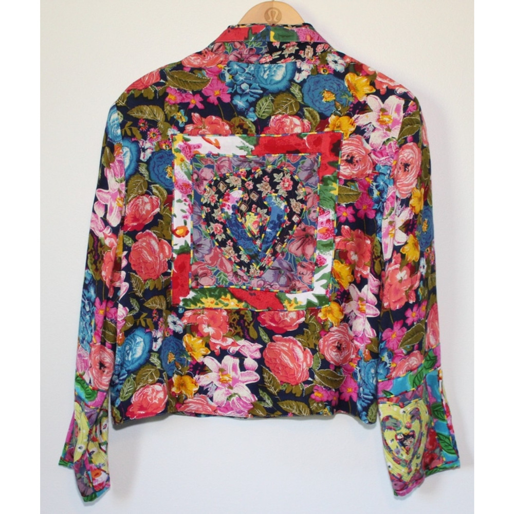 *Flawed* Sandy Starkman Embroidered Jacket Heart Floral Small Art to Wear Boho - Picture 9 of 16